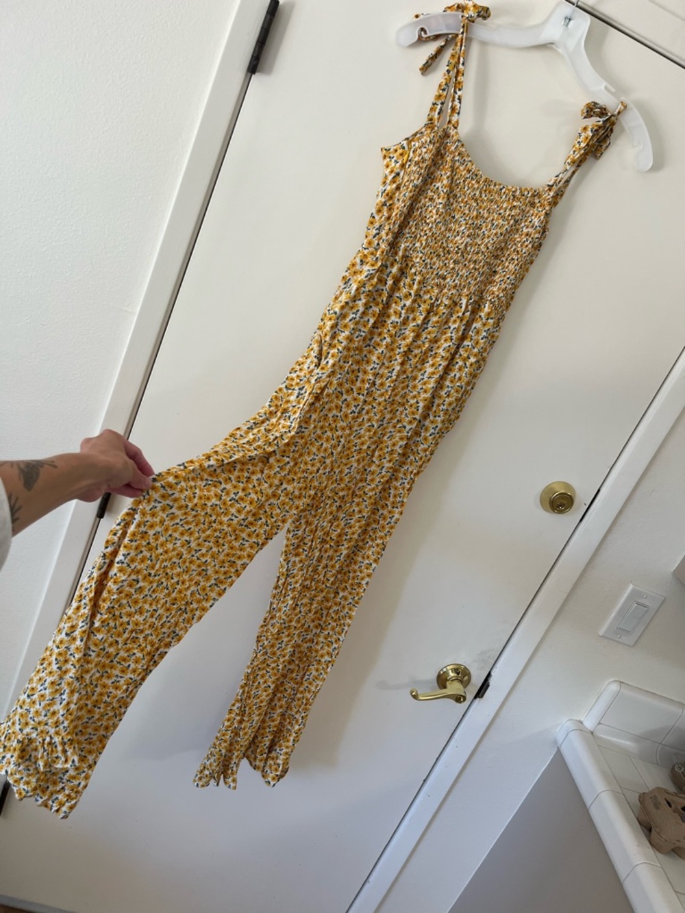 Faithfull the Brand Yellow (Urban Outfitters) Floral Square-Neck Jumpsuit - Picture 4 of 6